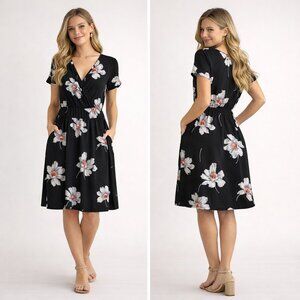 Ouges Church Work Casual Faux Wrap Dress Size 2XL